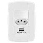 Conjunto 1 Paralelo + 1 Tomada 20a + 1 Usb - Ilumi Lev - 87027