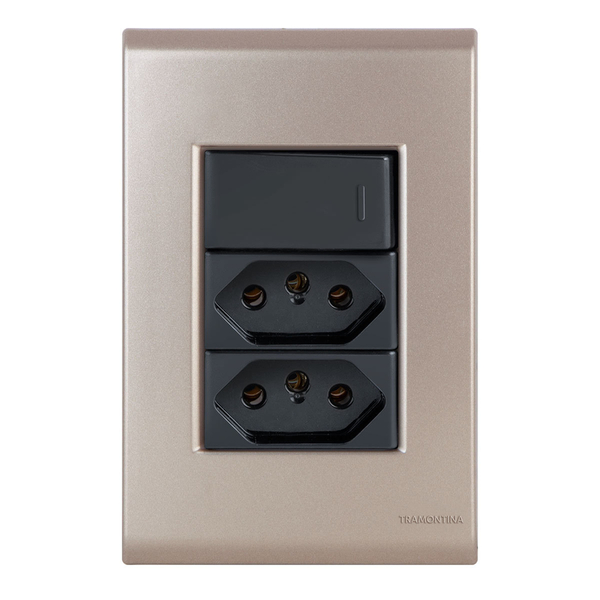 Conjunto 1 Paralelo + 2 Tomadas 10a - Tramontina Liz Ouro Vel