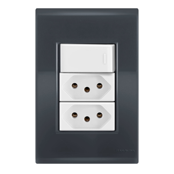 Conjunto 1 Paralelo + 2 Tomadas 20a - Tramontina Liz Grafite