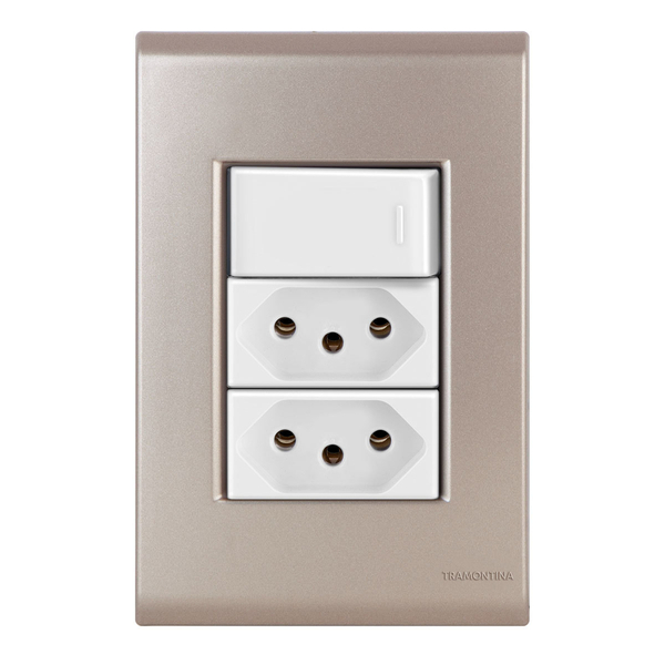 Conjunto 1 Paralelo + 2 Tomadas 20a - Tramontina Liz Ouro Vel