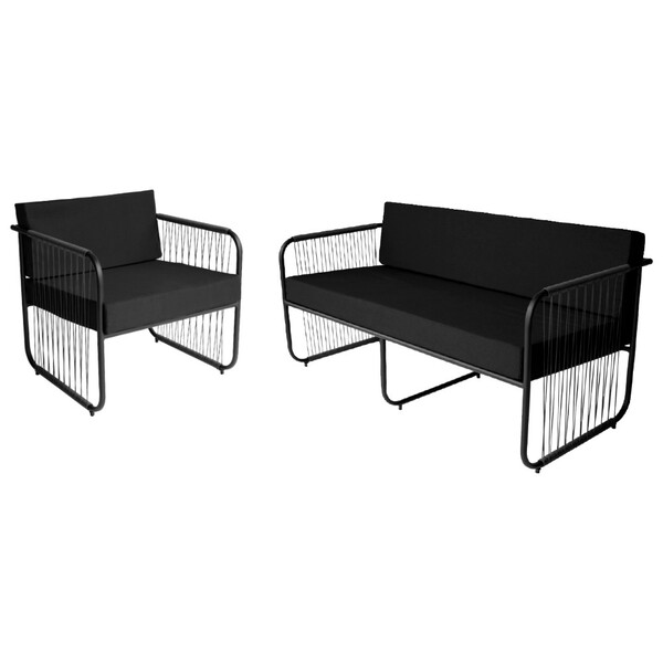 Conjunto 1 Poltrona E 1 Namoradeira Córdova Em Aço Carbono E