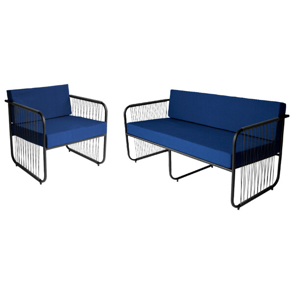 Conjunto 1 Poltrona E 1 Namoradeira Córdova Em Aço Carbono E