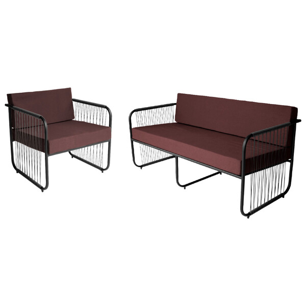 Conjunto 1 Poltrona E 1 Namoradeira Córdova Em Aço Carbono E