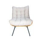 Conjunto 1 Poltronas Decorativa Costela E Puff Costela Linho