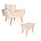 Conjunto 1 Poltronas Decorativa Opala E Puff Opala Pés Palito