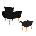 Conjunto 1 Poltronas Decorativa Opala E Puff Opala Pés Palito