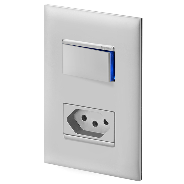 Conjunto 1 Simples + 1 Tomada 10a - Cinza - Pial Plus + / Ppm