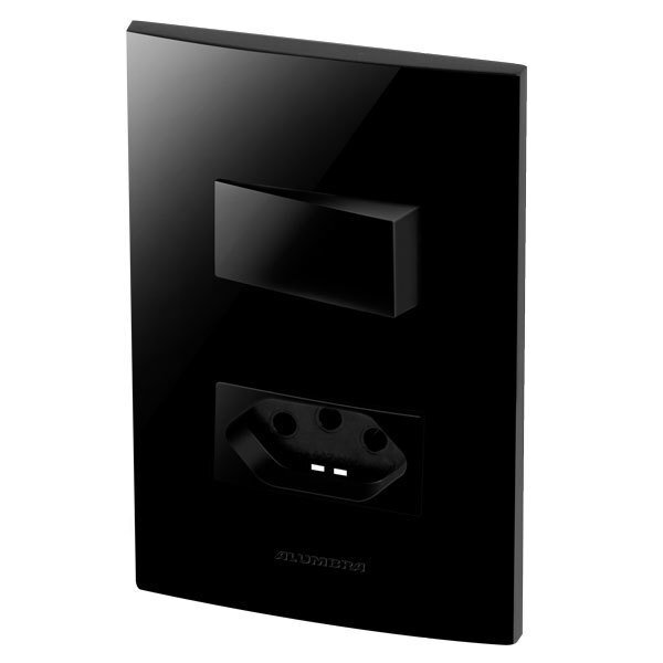 Conjunto 1 Simples + 1 Tomada 10a - Inova Black Piano - Blp10