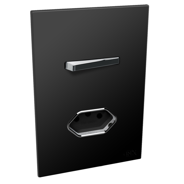 Conjunto 1 Simples + 1 Tomada 10a - Jnx Legacy R - Preto Fosc