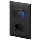 Conjunto 1 Simples + 1 Tomada 10a - Preta - Pial Plus +