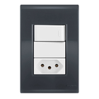 Conjunto 1 Simples + 1 Tomada 20a - Tramontina Liz Grafite /