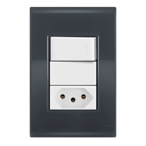 Conjunto 1 Simples + 1 Tomada 20a - Tramontina Liz Grafite /