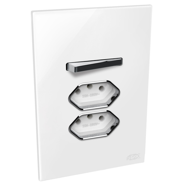 Conjunto 1 Simples + 2 Tomadas 10a - Jnx Legacy R - Branco E