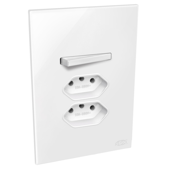 Conjunto 1 Simples + 2 Tomadas 10a - Jnx Legacy R - Branco Lb