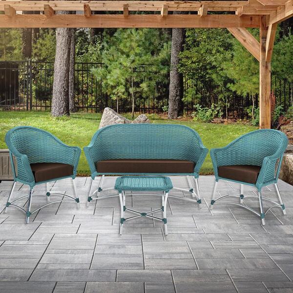 Conjunto 1 Sofá A21 Varanda Aluminio E Fibra Azul Estonado 1