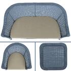 Conjunto 1 Sofá Fibra Azul Escuro Estonado Aluminio 1 Mesa De