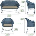 Conjunto 1 Sofá Fibra Azul Escuro Estonado Aluminio 1 Mesa De