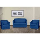 Conjunto 1 Sofá Tila 2 Lugares E 2 Poltronas Suede Azul Marin