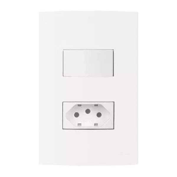 Conjunto 1 Tom 2p+t 10a-250v + 1int Sim 10a-250v 4x2 Branco I