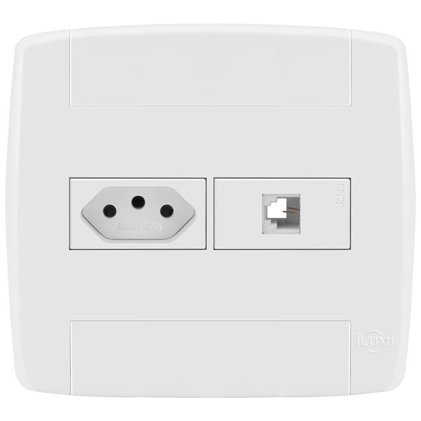 Conjunto 1 Tomada 10a + 1 Tomada Rj11 4x4 - Ilumi Lev - 87051