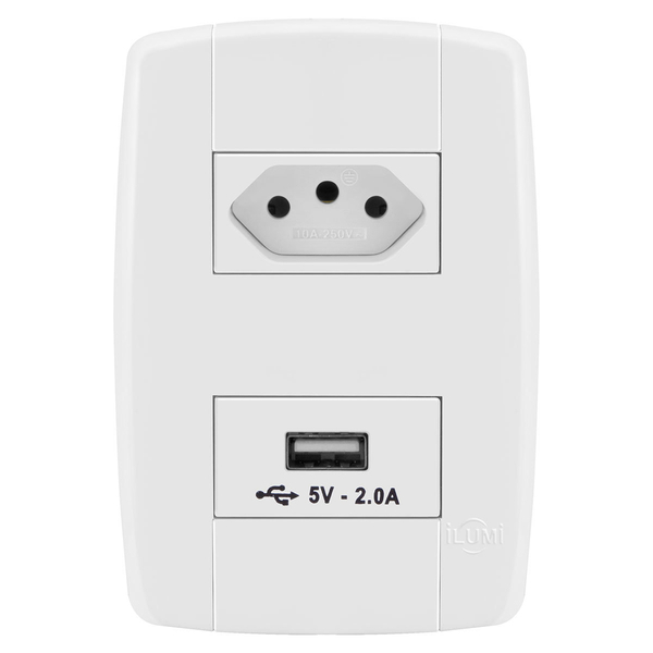Conjunto 1 Tomada 20a + 1 Usb - Ilumi Lev - 87029