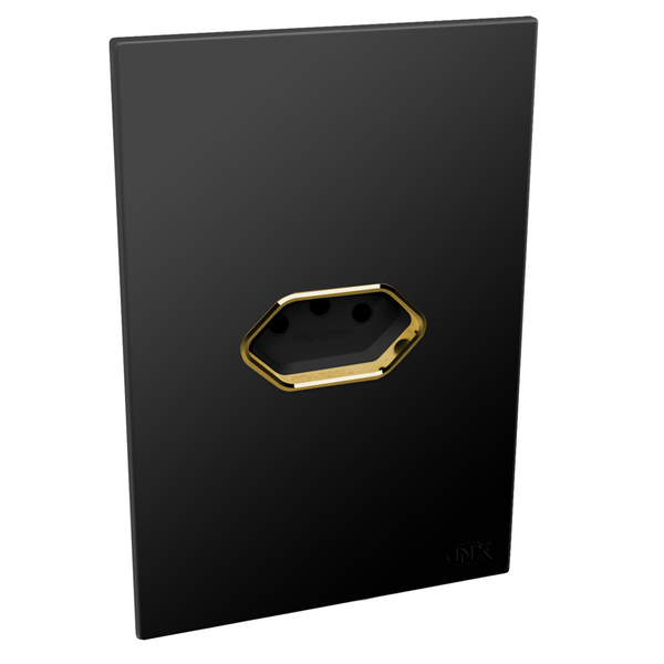 Conjunto 1 Tomada 20a - Jnx Legacy - Preto Fosco E Dourado Lp