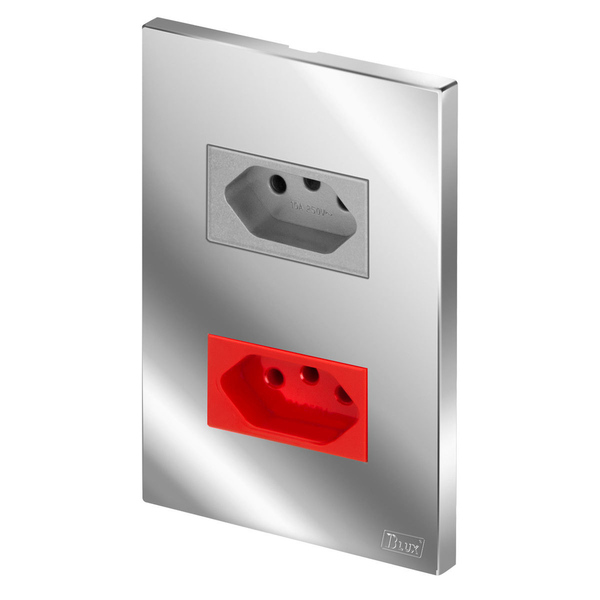 Conjunto 1 Tomada 20a Prata + 1 Tomada 20a Vermelha - Blux Re