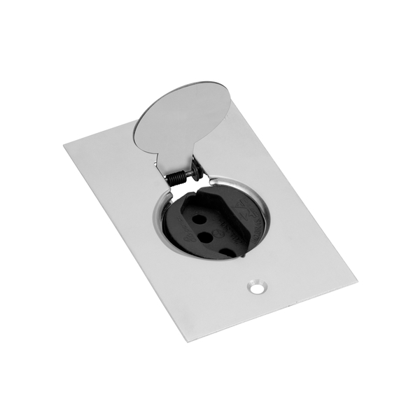 Conjunto 1 Tomada 20a Preta De Piso 4x2 – Inóx – Tpi005