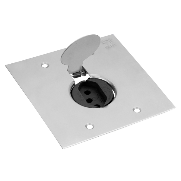 Conjunto 1 Tomada 20a Preta De Piso 4x4 – Inóx – Tpi011