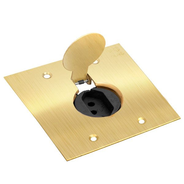 Conjunto 1 Tomada 20a Preta De Piso 4x4 – Latão – Tpl011