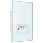 Conjunto Tomada e Interruptor 1 tomada e 2 interruptores 10A 4x2 Branco ETW 1021 Intelbras