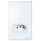 Conjunto Tomada e Interruptor 1 tomada e 2 interruptores 10A 4x2 Branco ETW 1021 Intelbras