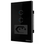Conjunto Tomada e Interruptor 1 tomada e 2 interruptores 10A 4x2 Preto ETW 1021 Intelbras