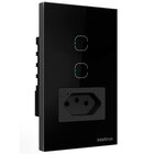 Conjunto Tomada e Interruptor 1 tomada e 2 interruptores 10A 4x2 Preto ETW 1021 Intelbras