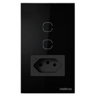 Conjunto Tomada e Interruptor 1 tomada e 2 interruptores 10A 4x2 Preto ETW 1021 Intelbras
