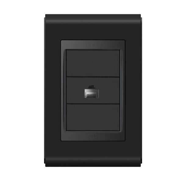 Conjunto 1 Tomada Rede Rj45 - Refinatto - Preto Acetinado / P