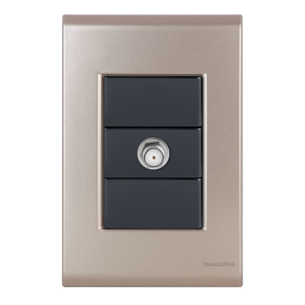 Conjunto 1 Tomada Tv - Tramontina Liz Ouro Velho / Grafite -