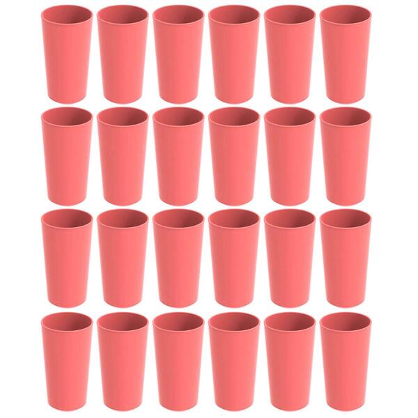 Conjunto 24 Copos Altos De Plástico 500ml Rosa Goiaba Refeitó