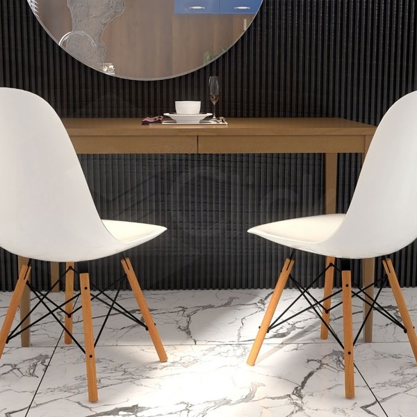 Conjunto 2  Cadeiras Branca Charles Eames Eiffel Para Escriva