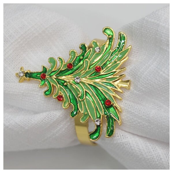 Conjunto 2 Anéis De Guardanapo Natalino Pinheirinho 4cm