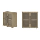 Conjunto 2 Balcões Buffet Com 2 Portas De Vidro Alto Mia Cor