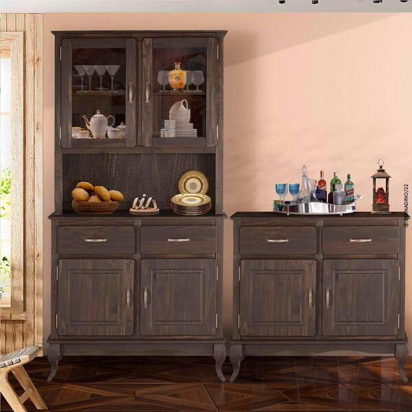 Conjunto 2 Balcões Com Armário Oratório Madeira Maciça Rústic