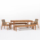 Conjunto 2 Bancos 2 Cadeiras 1 Mesa 180cm - Varanda Coberta/á