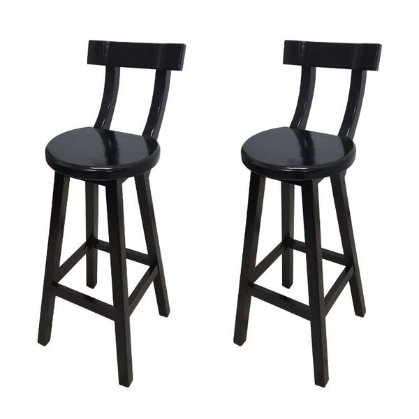 Conjunto 2 Bancos Alto Bistrô De Madeira Com Encosto Bancada