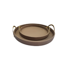 Conjunto 2 Bandejas Decorativas Madeira Revestidas Em Couro S