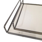 Conjunto 2 Bandejas Decorativas Metal E Couro Cinza Ah0499 Btc