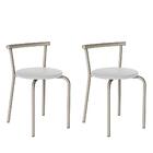 Conjunto 2 Banquetas 105 Tubo Prata Napa Branca Carraro