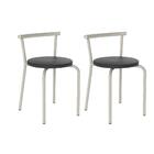 Conjunto 2 Banquetas 105 Tubo Prata Napa Preta Carraro