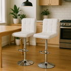 Conjunto 2 Banquetas Alta Com Encosto Estofado Gomos Branca