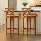 Conjunto 2 Banquetas Alta Madri Com Encosto Madeira Maciça Na